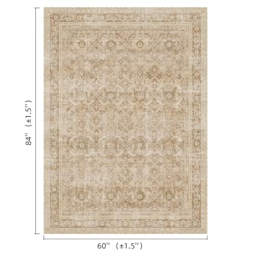Washable 5x7 Area Rugs for Living Room Bedroom, Brown/Taupe - color: Brown/Taupe, size: 5' x 7' (Rectangular)
