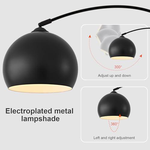Black Minimalism Arc Floor Lamps with 12W LED Remote Dimming - color: Black Remote Dimming