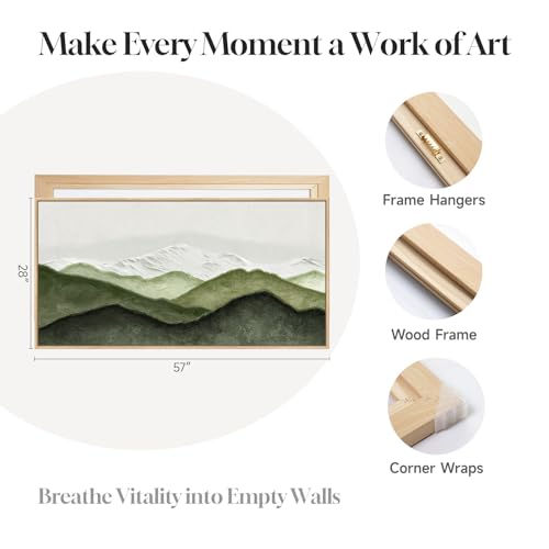 Extra Large Framed Sage Green Abstract Wall Art for Living Room, 60x30 Inch - color: Green White, size: 60"L x 30"W