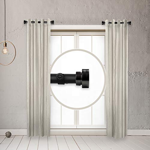 1 inch Side Curtain Rod 12-20 inch (Set of 2) - Black - color: Black