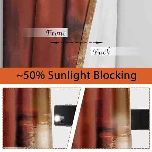 Burnt Orange Abstract Curtains for Living Room Bedroom, 52W x 84L, 2 Panels - color: Burnt Orange, size: 52"W x 84"L (Pack of 2)