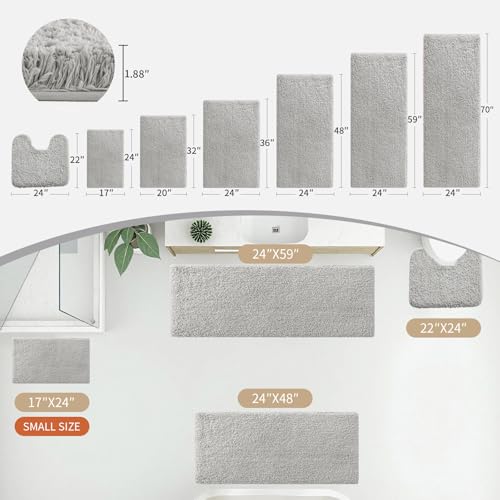 Disolla Gray Bathroom Rugs 24x36, Microfiber Non-Slip Plush Thick Bath Mat - color: Grey, size: 2' x 3' (24''x36'' Bathroom Rug)