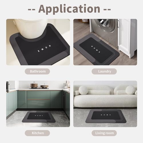 Housego Absorbent Bath Mat, Quick Dry Bath Rug, Non-Slip, 2PCS, Black - color: Black, size: 2 Pieces (19.7" x 23.6", 19.7" x 31.9")