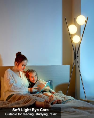 Lightdot 60IN Dimmable Black Tripod Floor Lamp Mid Century Standing Lamps - color: 3 Globe-Black Tripod