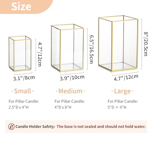 NUPTIO Hurricane Candle Holder Centerpieces: 6 Pcs Glass Candles Lantern - color: Gold, size: 8.1 & 6.5 & 4.7 inch H - 6 Pcs