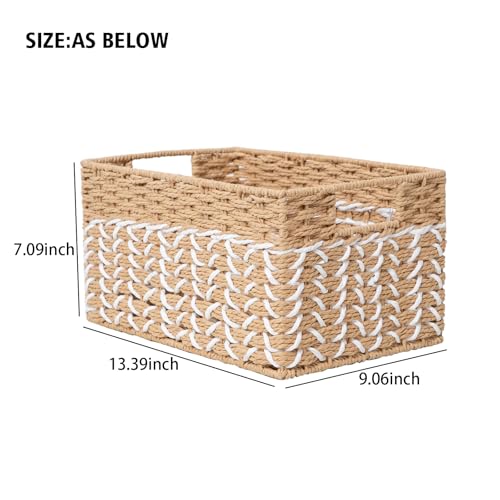 Paper Rope Woven Storage Basket With Side Handles