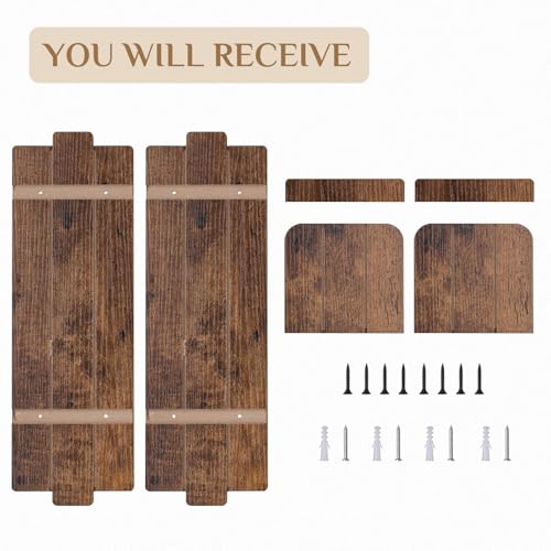 Large Wall Candle Sconces Set of 2: Wood Shelf Distressed Brown - color: Brown, size: 19.7in x 6.3in
