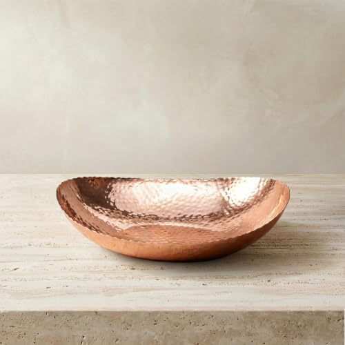 Monarch Abode Decorative Bowl for Home Decor – 12.75-Inch Copper Plated Hand Hammered Key Bowls for Entryway Table, Fruit & Potpourri Bowl for Centerpiece, Modern Catch All Key Holder Bowl - color: Copper Plated, size: 12.75 x 8.75 x 3.5