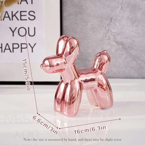 Notakia Cute Ceramics Balloon Dog Statue Crafts Living Room Desktop Decorations,Handmade Modern Small Ceramic Animal Statue Ornament Home Decor Accents - color: Pink, size: Large