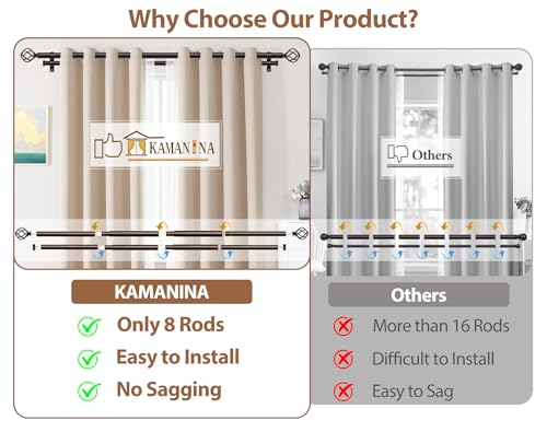 KAMANINA 1 Inch Double Curtain Rod 66 to 120 Inch, Long Drapery Rod, Bronze - color: Antique Bronze, size: 66-120"