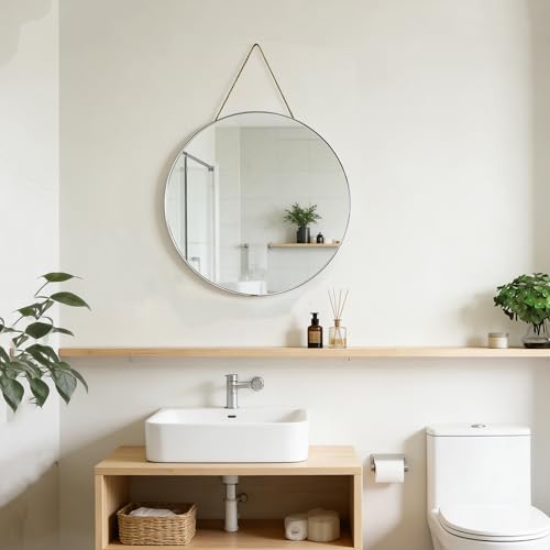 Funerom Round Wall Mirror 15.4 Inches Circle Mirror Bathroom Mirrors,Sliver - color: Sliver, size: 15.4"L x 15.4"W