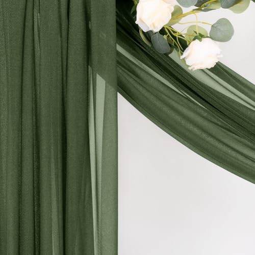 Sheer Gauze Wedding Arch Draping Fabric 29" x 20 FT 2 Panel Moss Green - color: Olive Green, size: 29"w x 240"l (Pack of 2)