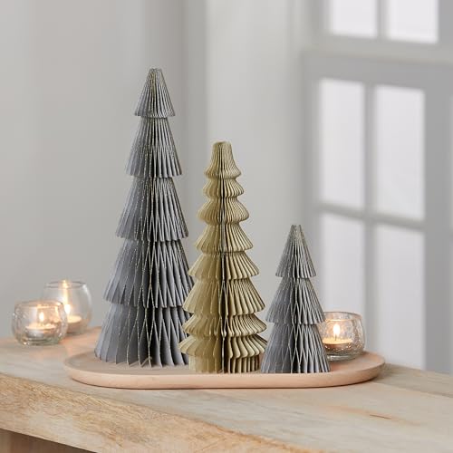 Set of 3 Neutral Honeycomb Paper Tree Décor (Medium Set 3 Neutral) - color: Medium Set 3 Neutral