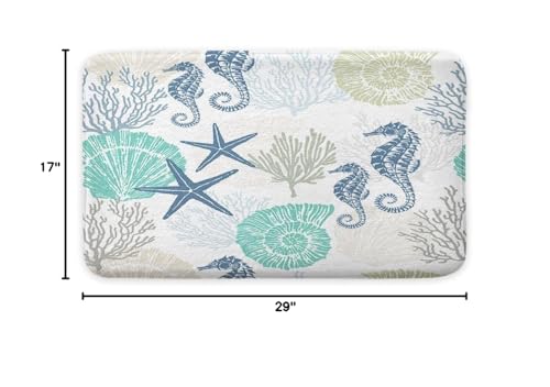 Beach Bathroom Rugs, Coral Ocean Themed Bath Mats for Bathroom, Tropical Starfish Seahorse Conch Bath Mats Rugs 17X29in - color: Beach, size: 1'5" x 2'5" (Rectangular)