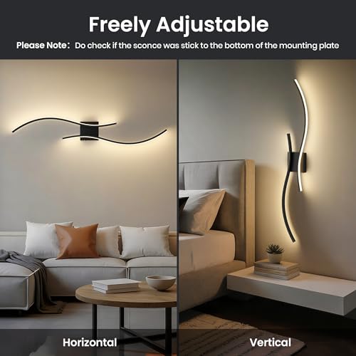 10000mAh Battery Operated Wall Sconces Set of 2, Black, 31.5 Inch - color: Black, size: 31.5in