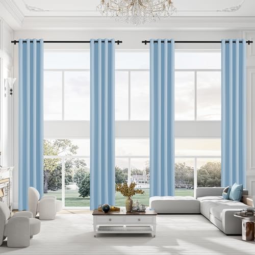 Extra Long Grommet Blackout Curtains, 1 Panel, Light-Blue, W52 x L192 - color: Light-blue, size: 52"W x 192"L (Pack of 1)