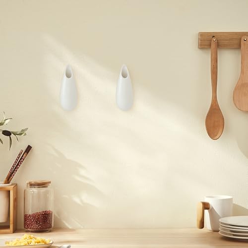 White Ceramic Wall Vases, Set of 2, 5.9 Inch, Teardrop Design - color: 2pcs-small