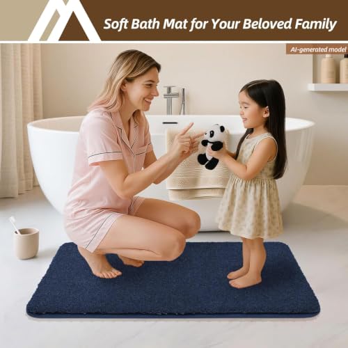 COSY HOMEER Extra Thick Bath Rugs for Bathroom Non Slip Bath Mat 24x48 Navy - color: Navy, size: 2' X 4' (Rectangular)