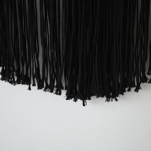 Macrame Wall Hanging Black Yarn Tapestry Boho Fiber Art Decor 57"W*43"L - color: Black1