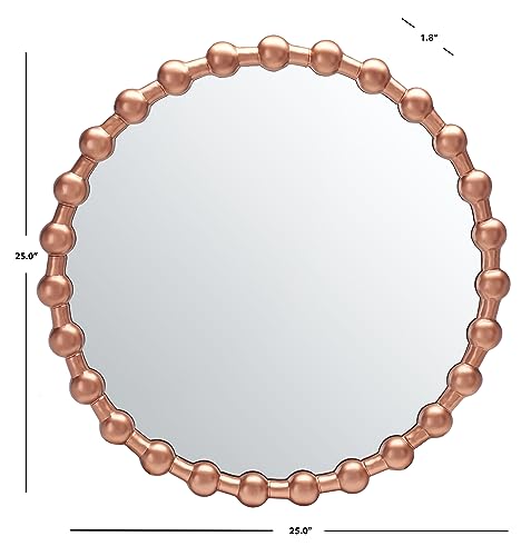 SAFAVIEH Home Collection Pallas Copper 25-inch Round Decorative Accent Wall Mirror for Bedroom Living Room Bathroom Entryway