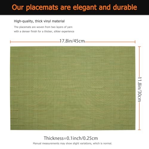 Green Vinyl Placemats Set of 6, Heat Resistant Table Placemats - color: Green