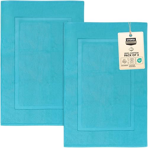 Utopia Towels Cotton Bath Mat, 21x34 in, 2 Pack, Turquoise - color: Turquoise, size: 2 Bath Mats