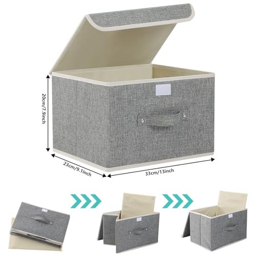 Foldable Fabric Storage Cubes with Lids,Grey 13x9.1x7.9in,1 Pack - color: Grey, size: 13x9.1x7.9in(1-pack)