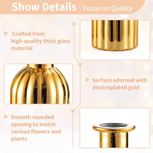 NUPTIO Gold Glass Bud Vases, Mini Vintage Bottle, 5.51" Tall, 12 Pcs - size: Style 1