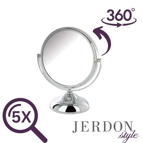 Jerdon 5.5" Tabletop Makeup Mirror - 5X Magnification - Chrome - MC247C - color: Chrome