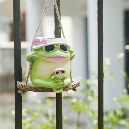 Saysmile Unique Resin Plant Hangers Outdoor Gift Ideas for Mother - color: Frog-green