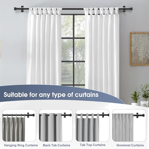 Curtain Rods for Windows, 1 Inch Black Curtain Rod Set, Heavy Duty Drapery Rods with Adjustable Curtain Rods, Outdoor Modern Curtain Rod with Simple End Caps (Black, 30"-240" 2 Pack) - size: 30"-240" 2 Pack