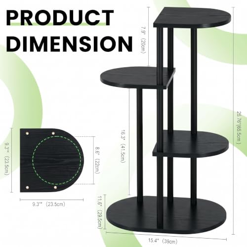 Tiered Plant Stand Indoor, Tall 4 Tier 5 Potted Wooden Plant Shelf for Multiple Flower Plants, Multi Corner Metal Plant Holder Indoor for Patio Garden Patent Design Living Room Balcony Bedroom, Black - color: Black, size: 4 Tier 5 Potted