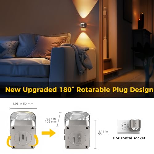 L LOHAS LED Night Light Projector, Night Lights Plug into Wall Light Sensor - color: Silver