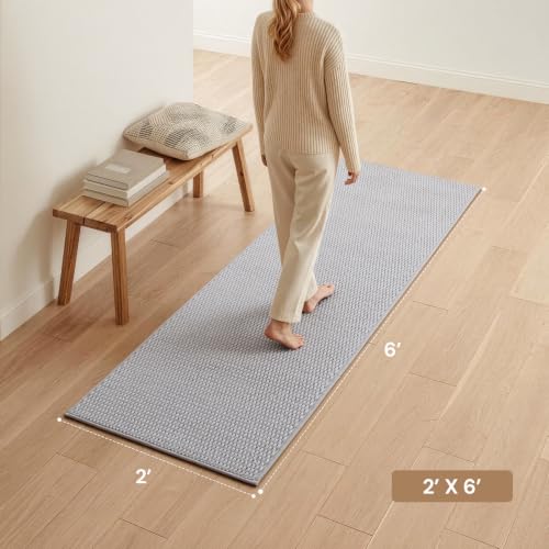 Sunfly 2x6 Runner Rug with Non Slip Rubber Backing Light Grey - color: Light Grey, size: 2' x 6' (Rectangular)