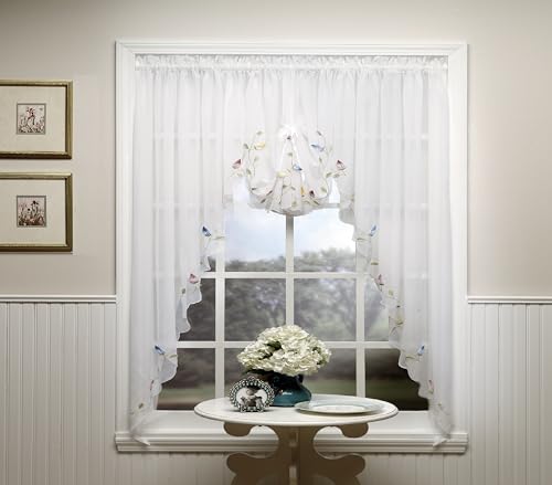 Today's Curtain,Vineyard 3-D Appliqué,Fan Insert, White, 30" W x 40" L - color: White, size: 30"W x 40"L (Pack of 1)
