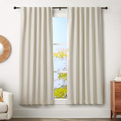 Amazon Basics Adjustable Sturdy Curtain Rod for Windows with Round Finials, Easy Install Hardware, 1-Inch Rod, 72" to 144", Dark Bronze, 1-Pack - color: Bronze, size: 72" to 144"