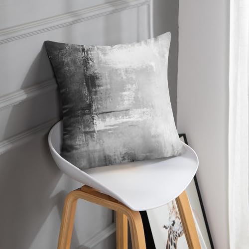 Britimes Throw Pillow Covers Set of 2, 18 x 18 Inch, Grey White - color: Grey White, size: 18" x 18" (Pack of 2)