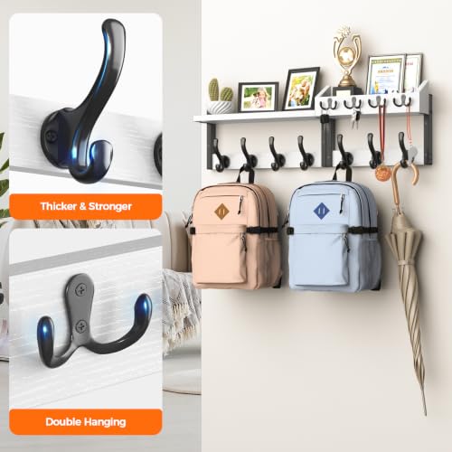 Evermagin 29" Coat Rack Wall Mount with Shelf for Entryway, White - color: White, size: 29 inch