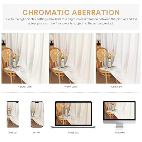 PrinceDeco White Linen Semi Sheer Curtains for Bedroom/Living Room,52x63 - color: White, size: 52"W x 63"L (Pack of 2)