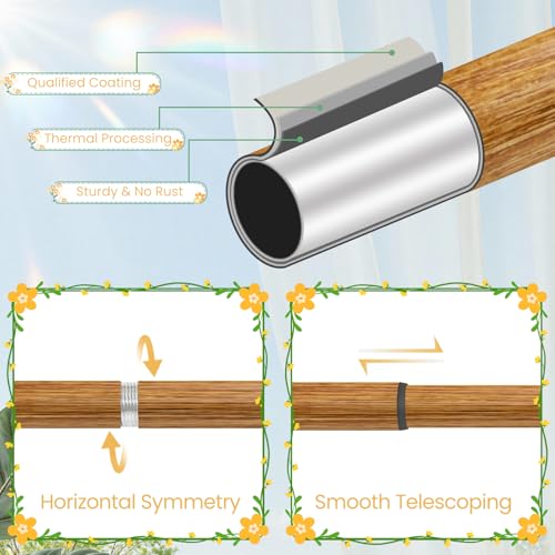 Wood Curtain Rod 66-120 Inch Heavy Duty Branch Leaf Finial - color: Wood, size: 66-120"