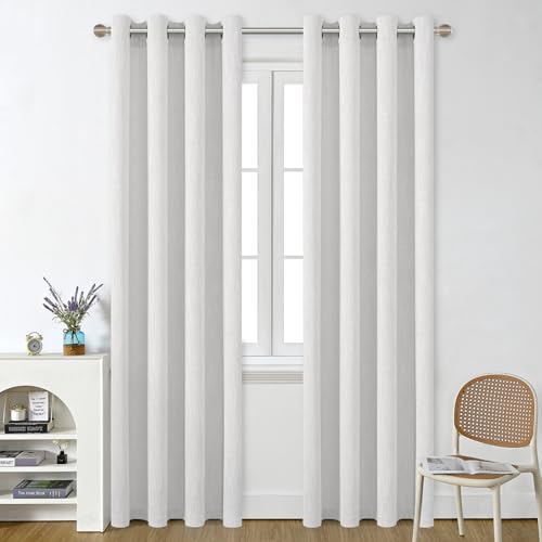 Linen Curtains 72 inch Length 2 Panels for Living Room 6ft Flax Linen Textured Thick Light Filtering Privacy Window Drapes Grommet Top for Bedroom Wrinkle Resistant Soft (52x72 Raw White) - color: Raw White, size: 52"W x 72"L (Pack of 2)