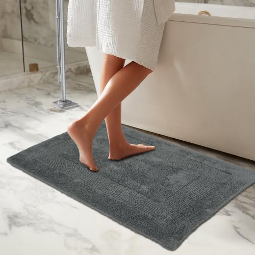 COTTON CRAFT Bath Rugs - 2 Pack Large 20x30 Soft Plush Bath Mats - Charcoal - color: Charcoal, size: 20x30 Inches