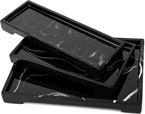 Luxspire Marble Tray for Soap Dispenser Perfume Jewelry, M, Ink Black - color: A - Ink, style: Medium