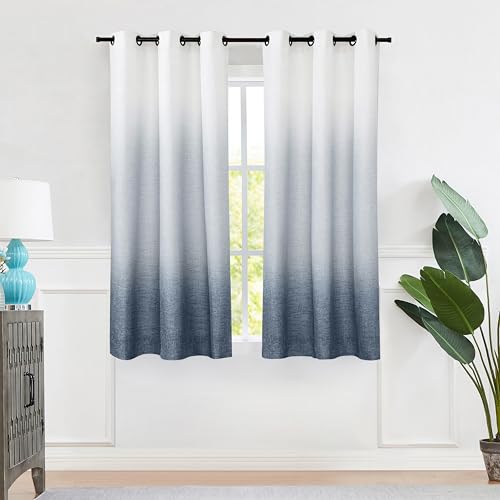 Central Park Ombre Semi Sheer Curtain, Cream White to Indigo, 40" Wx63 Lx2 - color: Indigo Blue, size: 40"W x 63"L (Pack of 2)