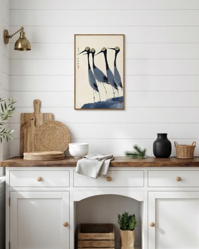 WHASAYART Vintage Humor Watercolor Birds Framed Wall Art 16x24 Canvas Print - color: Blue Bird, size: 24"L x 16"W