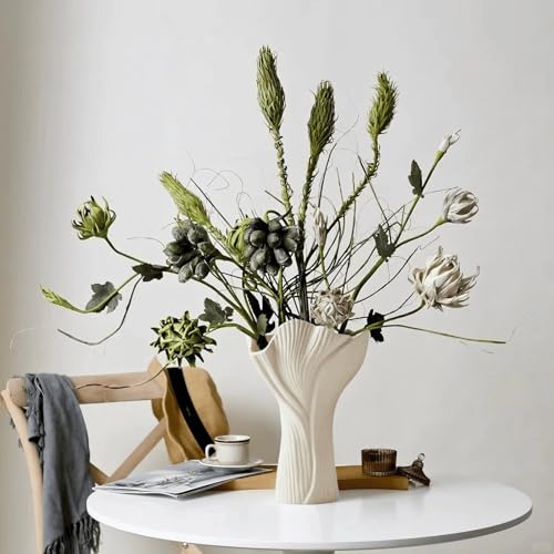 Ceramic Vase for Home Decor, Matte Beige Modern Farmhouse Vase