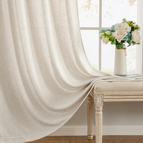 MIULEE Non-See-Through Privacy Linen Curtains 52W x 90L Inch Linen - color: Linen, size: 52"W x 90"L (Pack of 2)