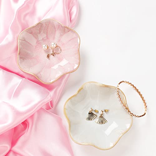Ceramic Jewelry Dish Tray, Ring Dish Holder,Trinket Tray,Small Key Bowl - color: White, size: 4.3 inches