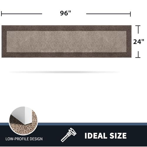 PURRUGS Hallway Runner Rug, 24" x 96", Beige & Grayish Brown - color: Beige & Grayish Brown, size: 24" X 96"