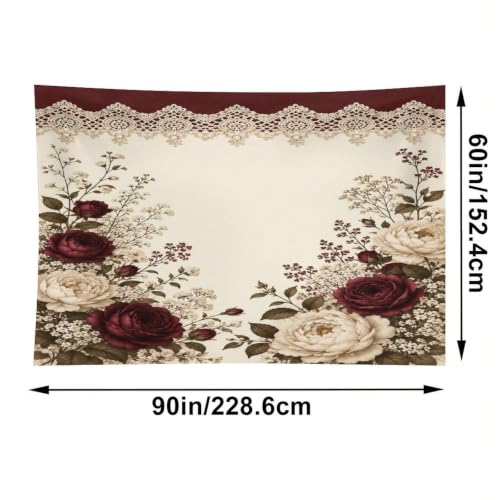 Bgdfhk Floral Lace Border Decorative Wall Tapestry 60"x90", Soft Polyester Lightweight Tapestry Blanket for Bedroom Living Room Dorm Apartment Home Decor - color: Floral Lace Border, size: 90"L x 60"W